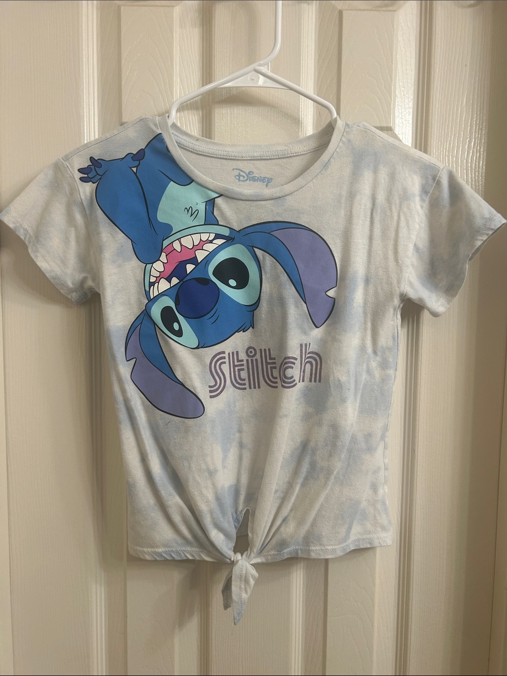 Disney Light Blue & Purple Stitch Tie-Front Tee